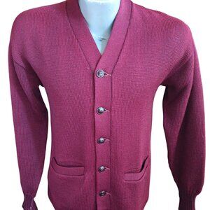 Small Vintage Letterman Sweater Burgundy Wool Cardigan Lawlor's Lincoln Nebraska